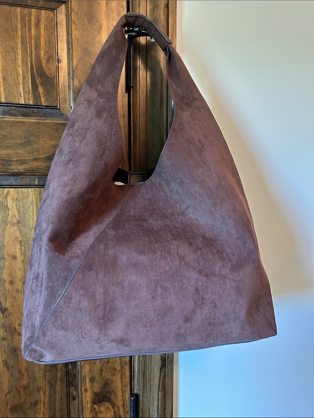 Soft Suede Hobo Bag in Deep Brown Shoulder Tote - Picture 4 of 16